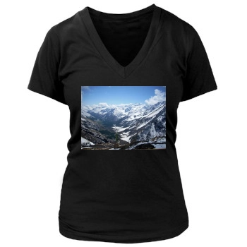 Mountains Women's Deep V-Neck TShirt