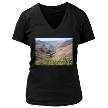 Mountains Women's Deep V-Neck TShirt