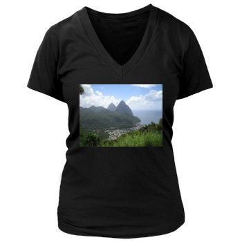 Mountains Women's Deep V-Neck TShirt