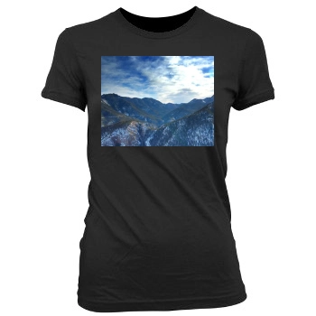 Mountains Women's Junior Cut Crewneck T-Shirt