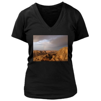 Mountains Women's Deep V-Neck TShirt