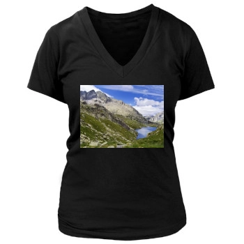 Mountains Women's Deep V-Neck TShirt