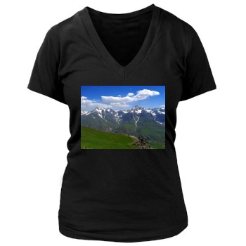 Mountains Women's Deep V-Neck TShirt