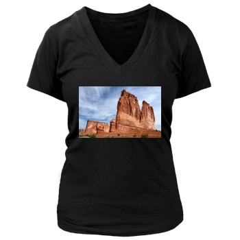 Mountains Women's Deep V-Neck TShirt