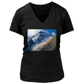 Mountains Women's Deep V-Neck TShirt