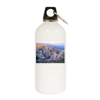 Mountains White Water Bottle With Carabiner