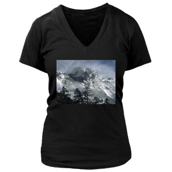 Mountains Women's Deep V-Neck TShirt