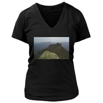 Mountains Women's Deep V-Neck TShirt