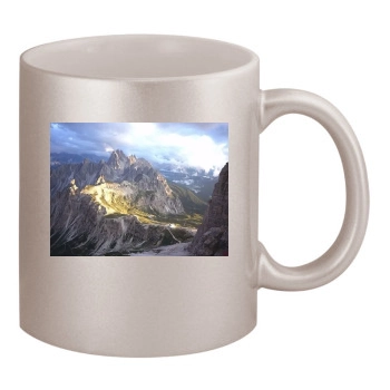 Mountains 11oz Metallic Silver Mug