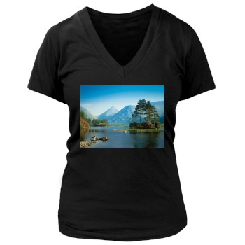 Mountains Women's Deep V-Neck TShirt