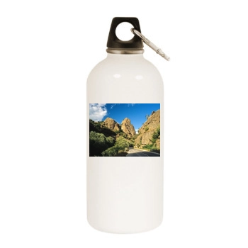 Mountains White Water Bottle With Carabiner