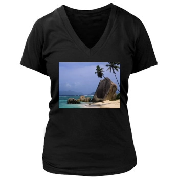 Mountains Women's Deep V-Neck TShirt