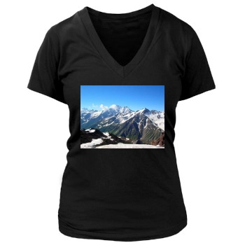 Mountains Women's Deep V-Neck TShirt