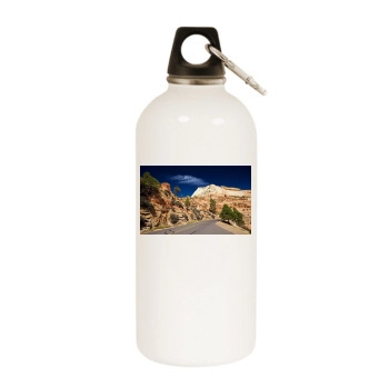 Mountains White Water Bottle With Carabiner