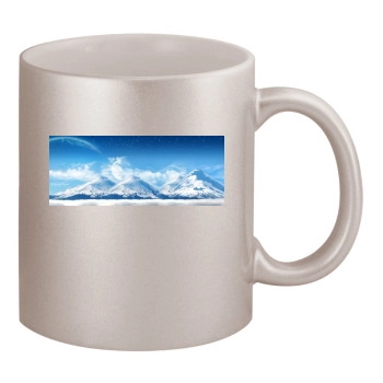 Mountains 11oz Metallic Silver Mug