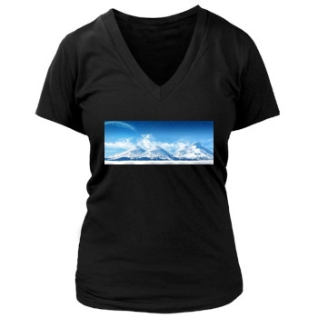 Mountains Women's Deep V-Neck TShirt