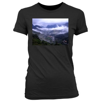 Mountains Women's Junior Cut Crewneck T-Shirt