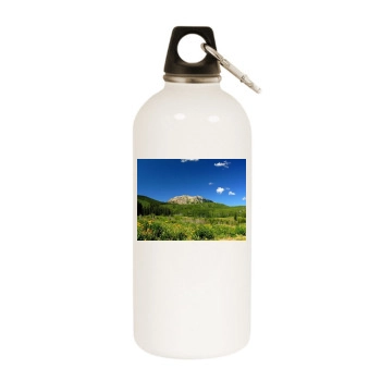 Mountains White Water Bottle With Carabiner