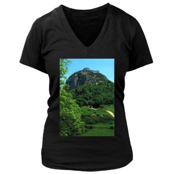 Mountains Women's Deep V-Neck TShirt