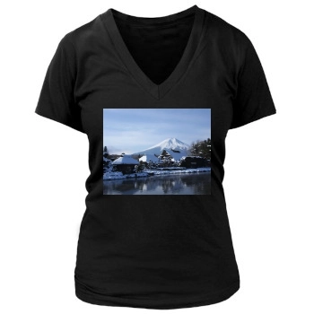 Mountains Women's Deep V-Neck TShirt