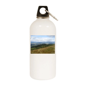 Mountains White Water Bottle With Carabiner