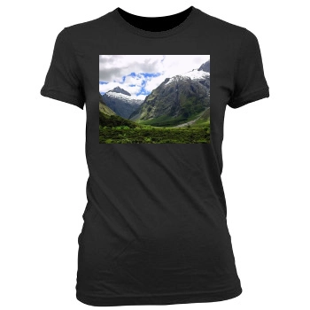 Mountains Women's Junior Cut Crewneck T-Shirt