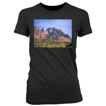 Mountains Women's Junior Cut Crewneck T-Shirt