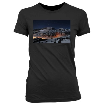 Mountains Women's Junior Cut Crewneck T-Shirt