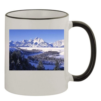 Mountains 11oz Colored Rim & Handle Mug