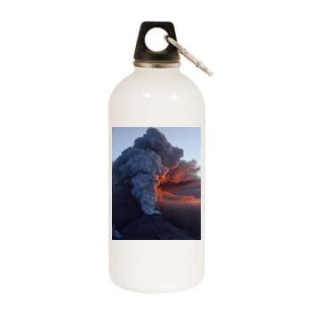 Volcanoes White Water Bottle With Carabiner