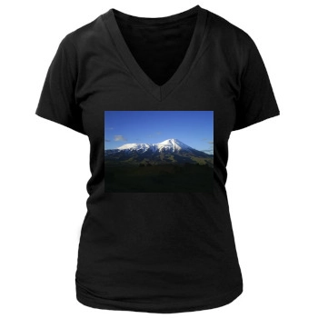 Volcanoes Women's Deep V-Neck TShirt