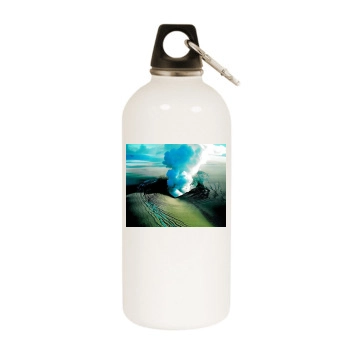 Volcanoes White Water Bottle With Carabiner