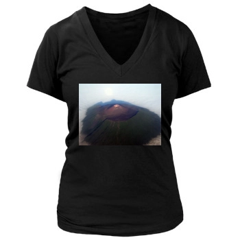 Volcanoes Women's Deep V-Neck TShirt