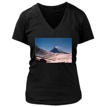 Volcanoes Women's Deep V-Neck TShirt