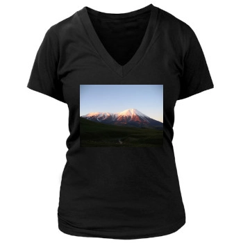 Volcanoes Women's Deep V-Neck TShirt