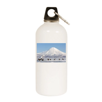 Volcanoes White Water Bottle With Carabiner