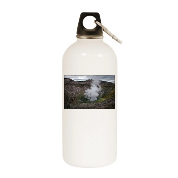 Volcanoes White Water Bottle With Carabiner