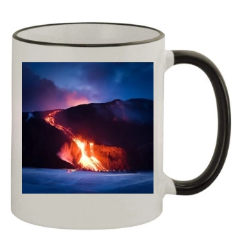 Volcanoes 11oz Colored Rim & Handle Mug