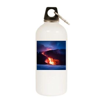 Volcanoes White Water Bottle With Carabiner