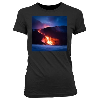 Volcanoes Women's Junior Cut Crewneck T-Shirt