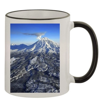 Volcanoes 11oz Colored Rim & Handle Mug