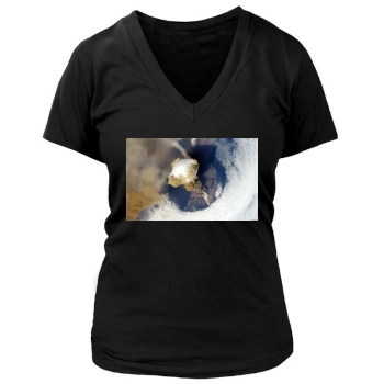 Volcanoes Women's Deep V-Neck TShirt