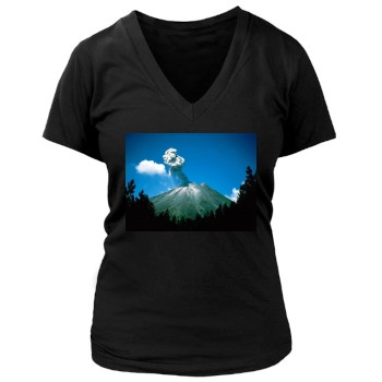 Volcanoes Women's Deep V-Neck TShirt