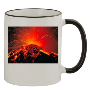 Volcanoes 11oz Colored Rim & Handle Mug