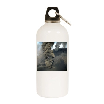 Volcanoes White Water Bottle With Carabiner