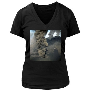 Volcanoes Women's Deep V-Neck TShirt