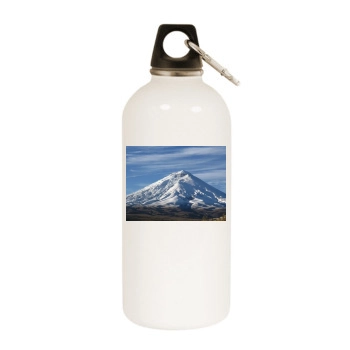 Volcanoes White Water Bottle With Carabiner