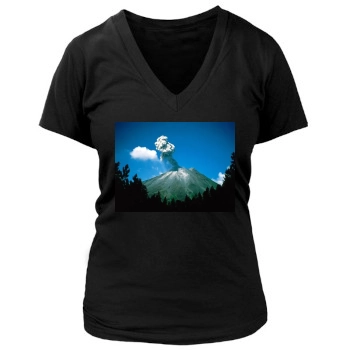 Volcanoes Women's Deep V-Neck TShirt