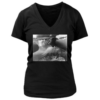 Volcanoes Women's Deep V-Neck TShirt