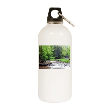 Waterfalls White Water Bottle With Carabiner